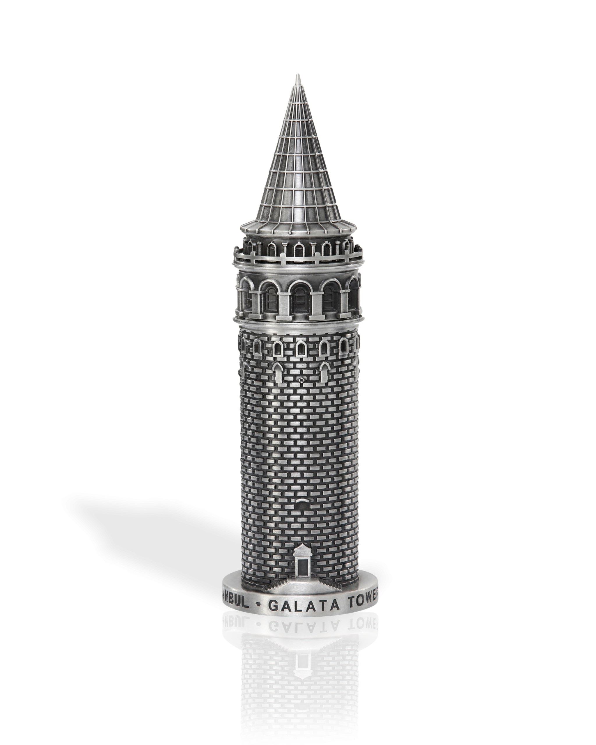 Galata Kulesi Metal Biblo – Antik Gümüş (20 cm)